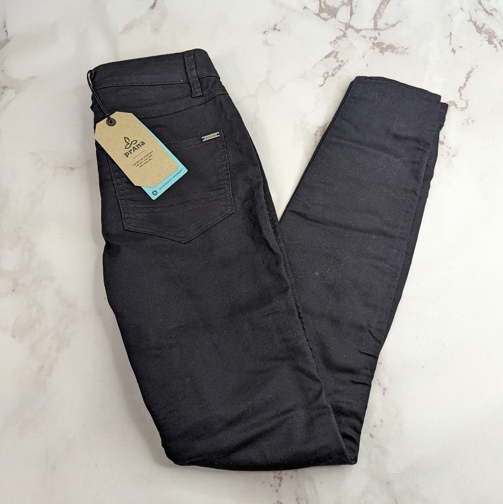 Prana Skinny Jeans Size 2  short  28” NEW Oday Black Out Women Stretch Mid Rise